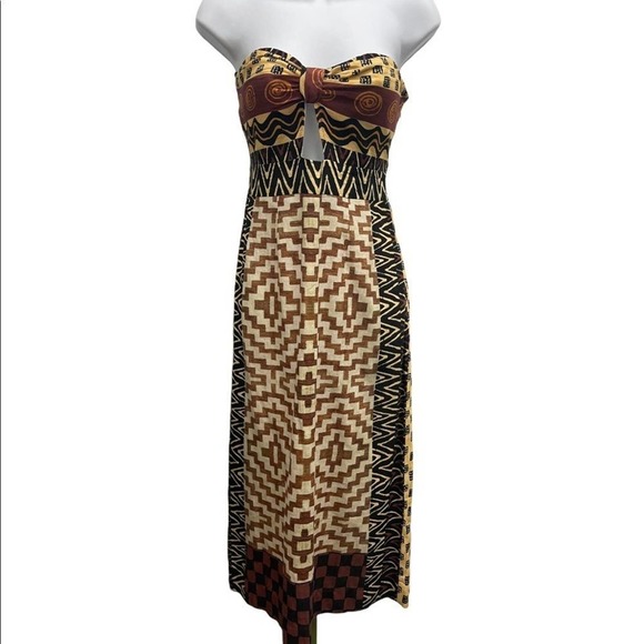 Anthropologie Verb Cut Out Geometric MIDI Dress Size 6 - Picture 6 of 8